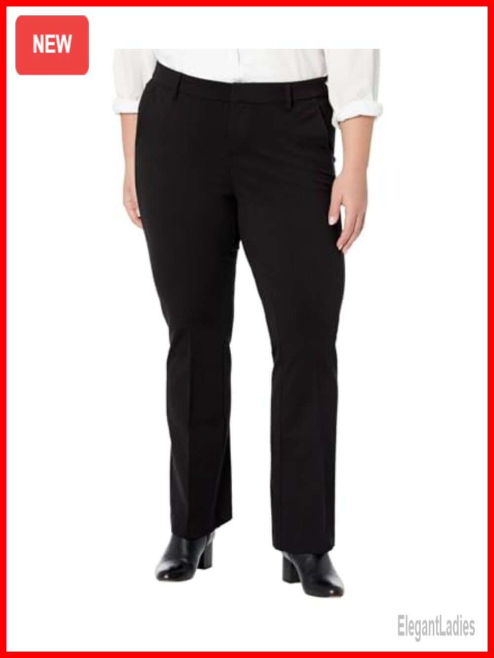 Kelsey Flare Trouser Mid Rise Slanted Side Pockets Button Front